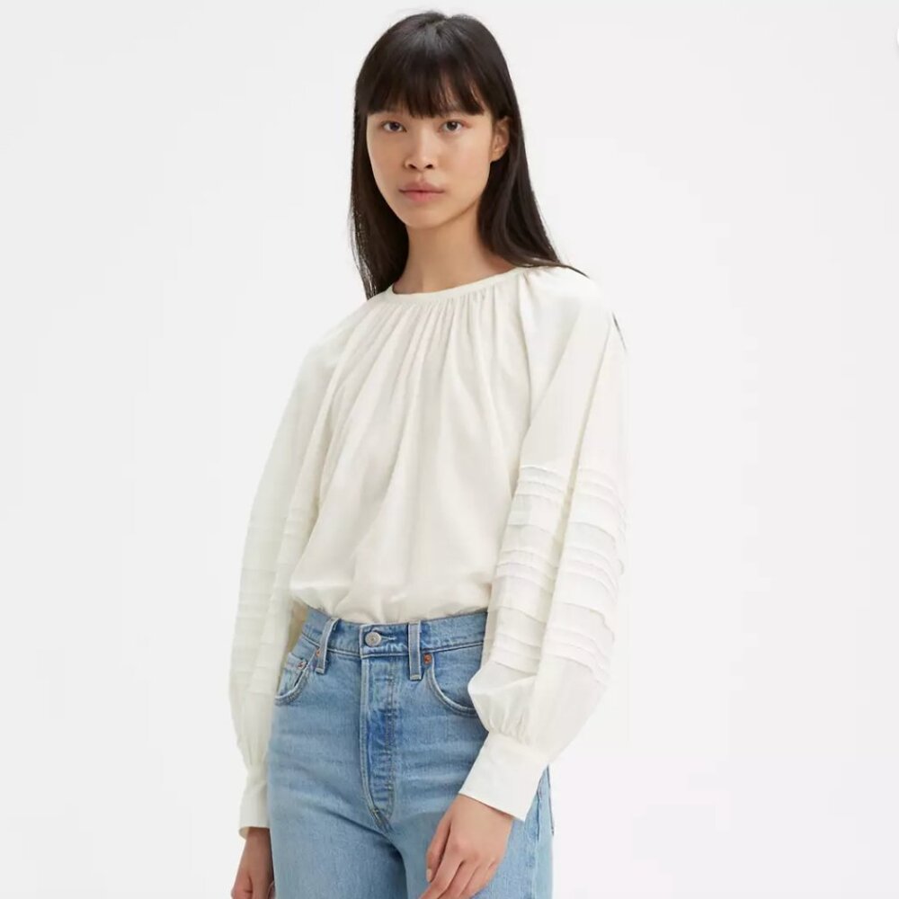 Levi's Emma Top White Romantic Puffy Sleeves XS